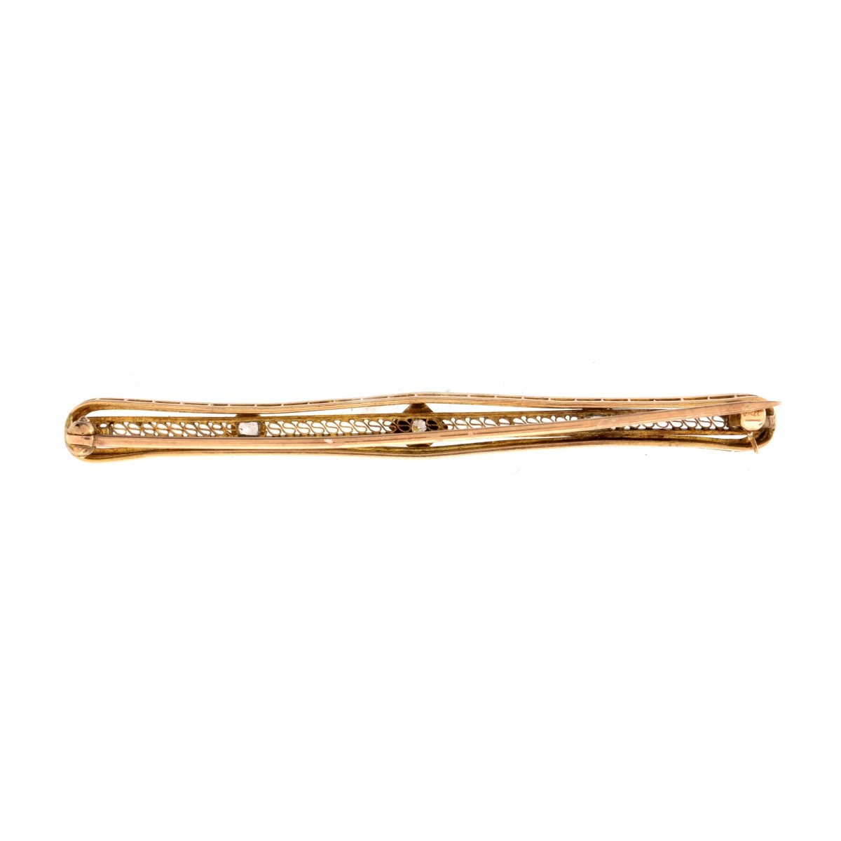 Art Deco Diamond and 10K Bar Pin