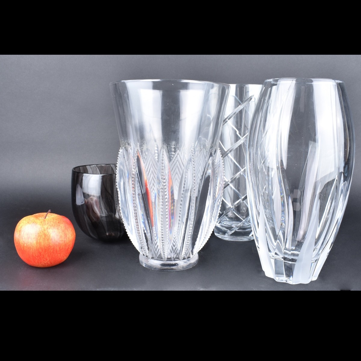 Four Vintage Crystal Vases one Lalique