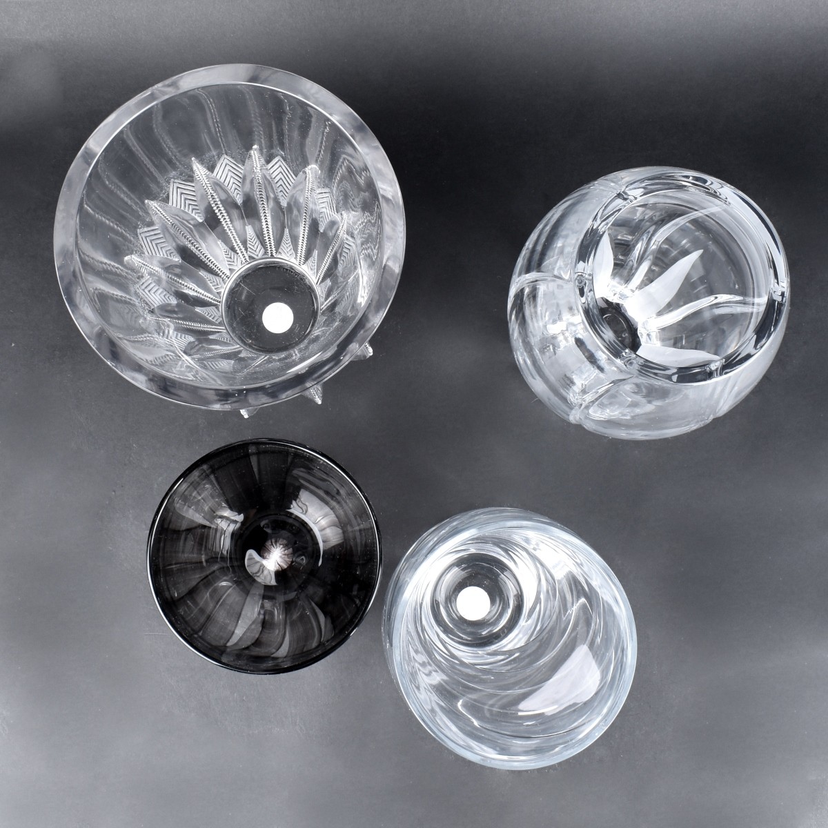 Four Vintage Crystal Vases one Lalique