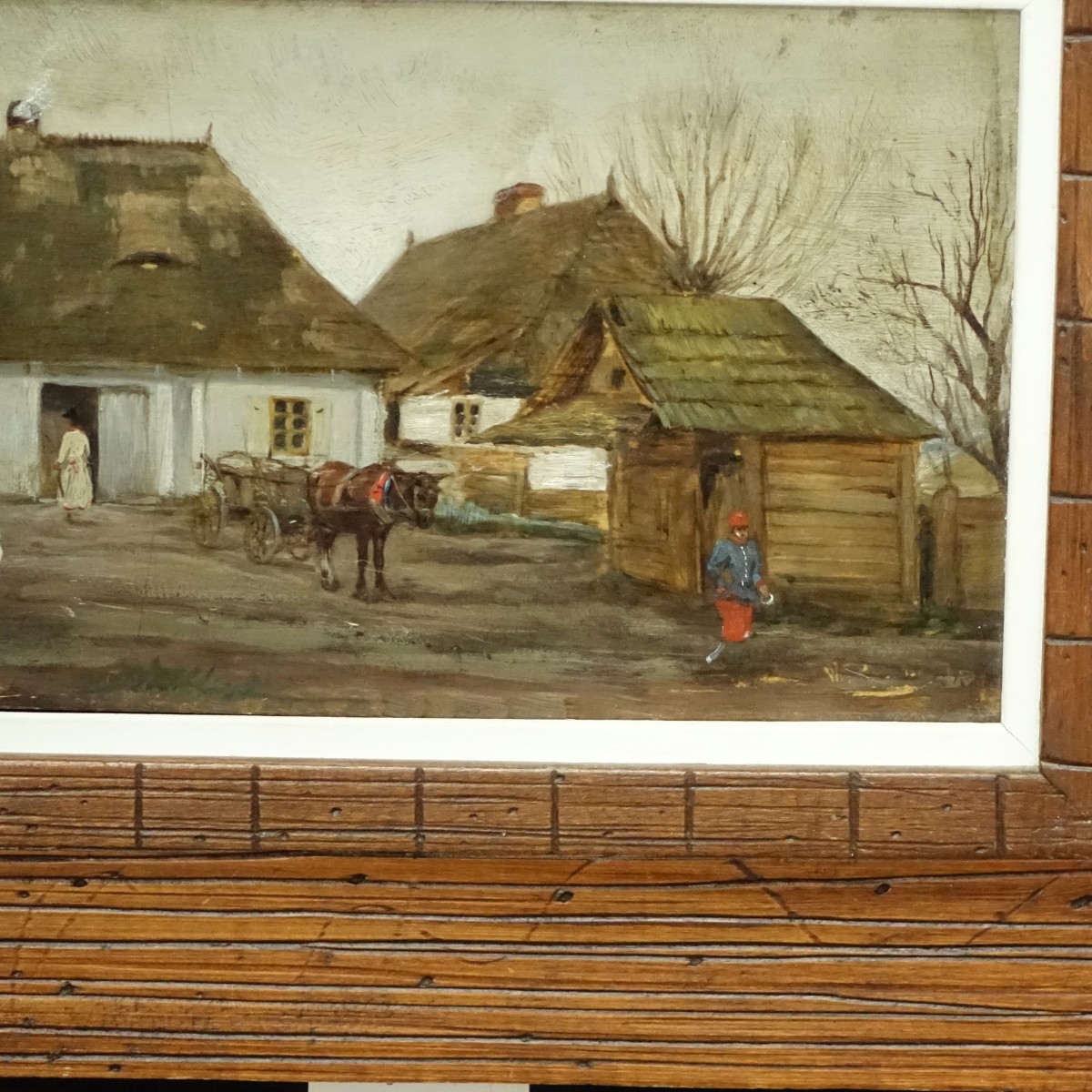 19/20C Polish School O/P Barn Scene