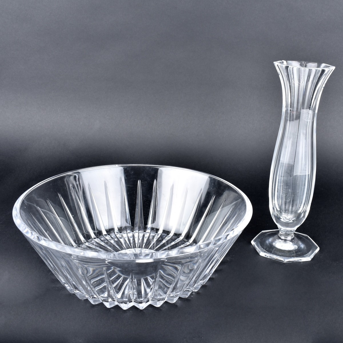 Four Pieces Signed Vintage Crystal Tableware