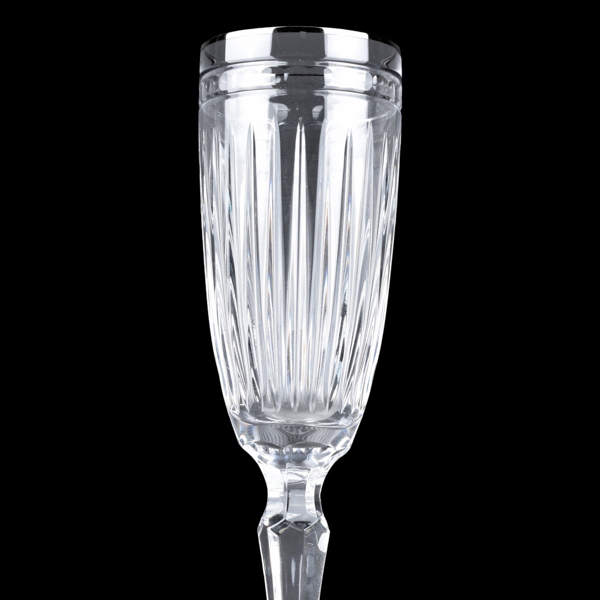 Four Waterford Hanover Platinum Champagne Flutes