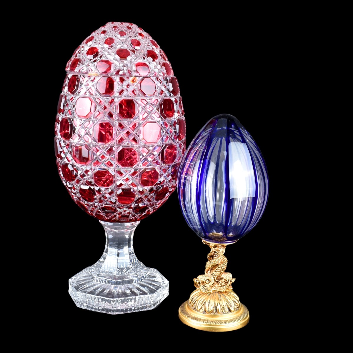 Two Faberge Cut to Clear Eggs