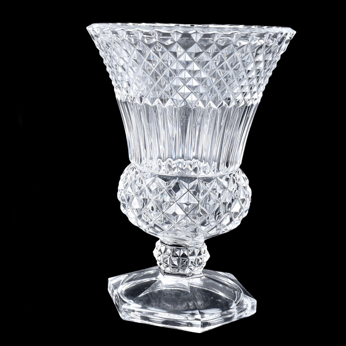 Pair Val St. Lambert Belgian Crystal Vases