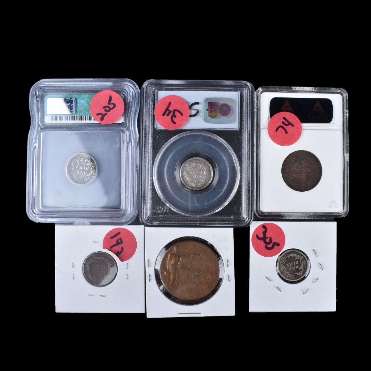 Six (6) Antique and Vintage Coins