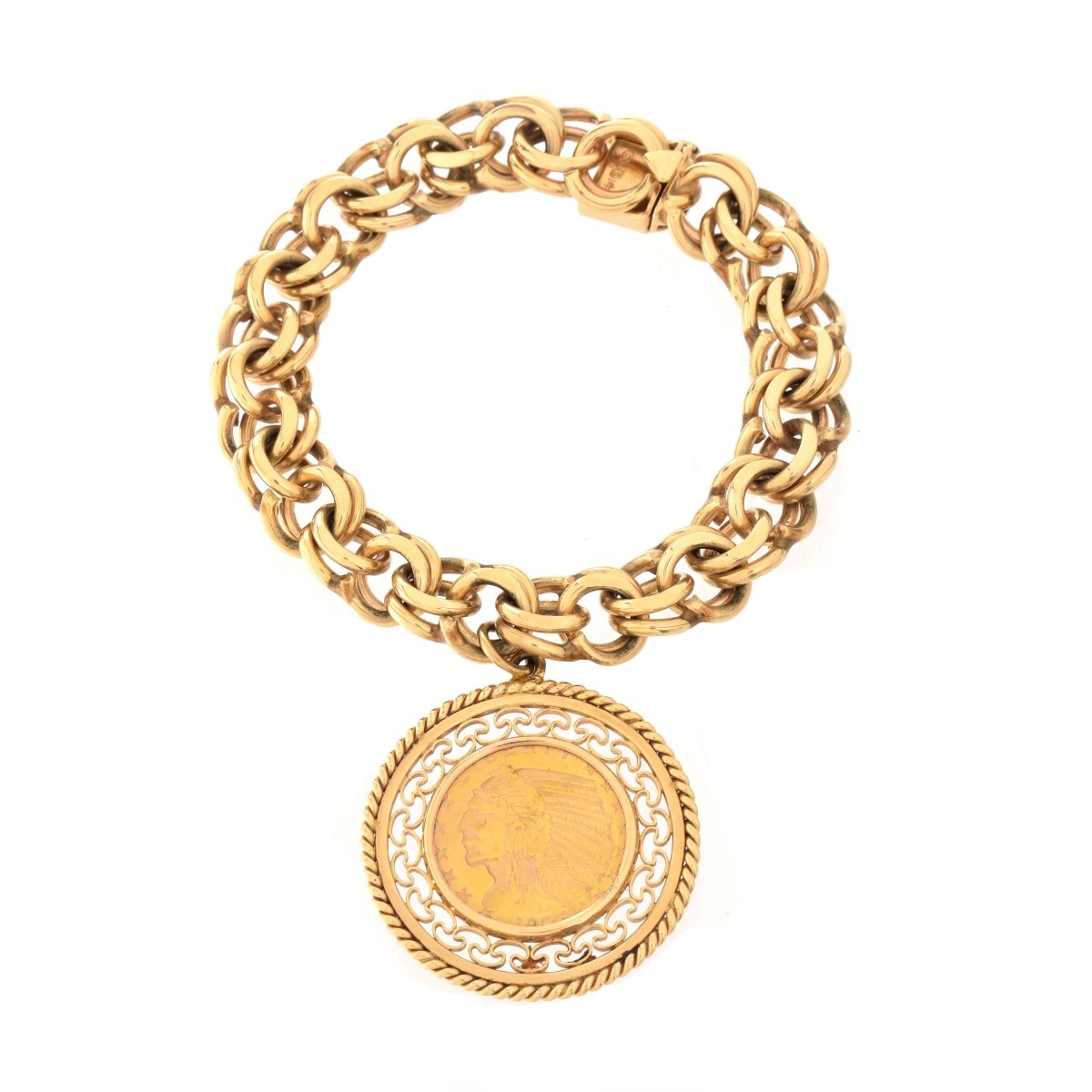 Vintage 14K Bracelet with US $5 Coin Charm