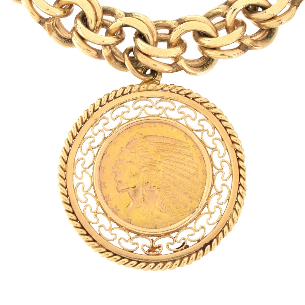 Vintage 14K Bracelet with US $5 Coin Charm