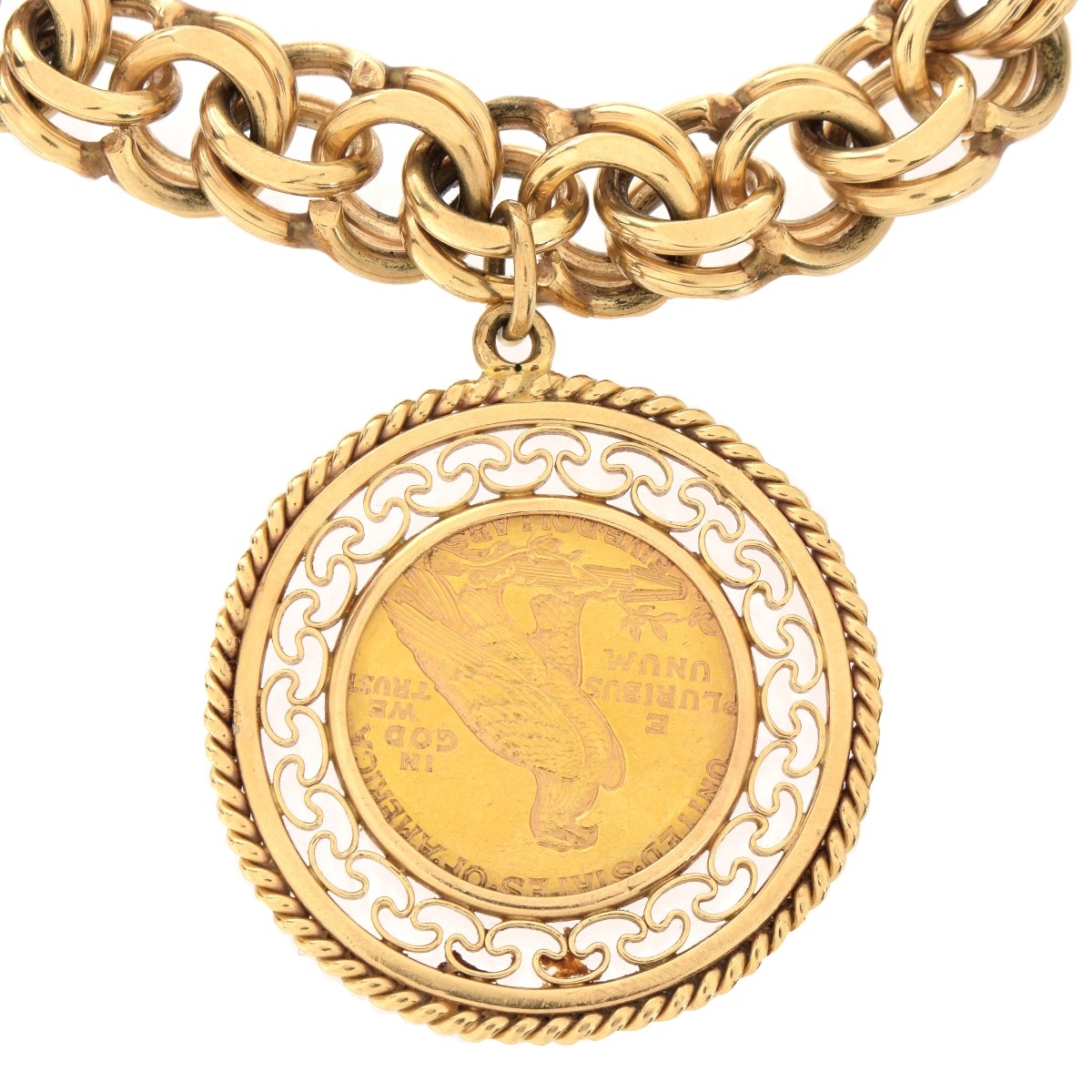 Vintage 14K Bracelet with US $5 Coin Charm