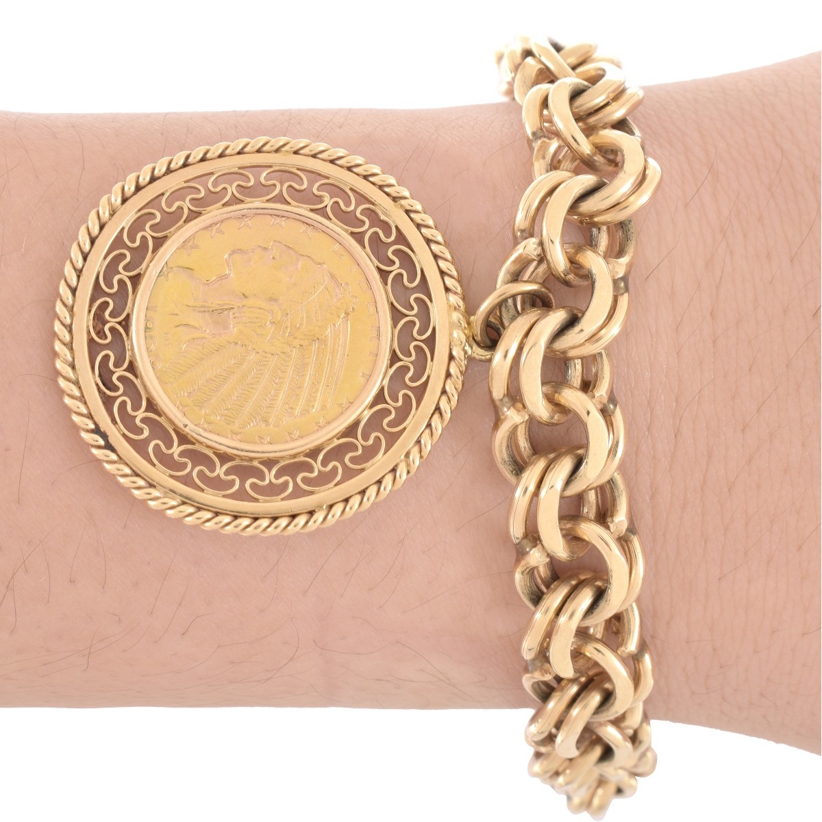 Vintage 14K Bracelet with US $5 Coin Charm