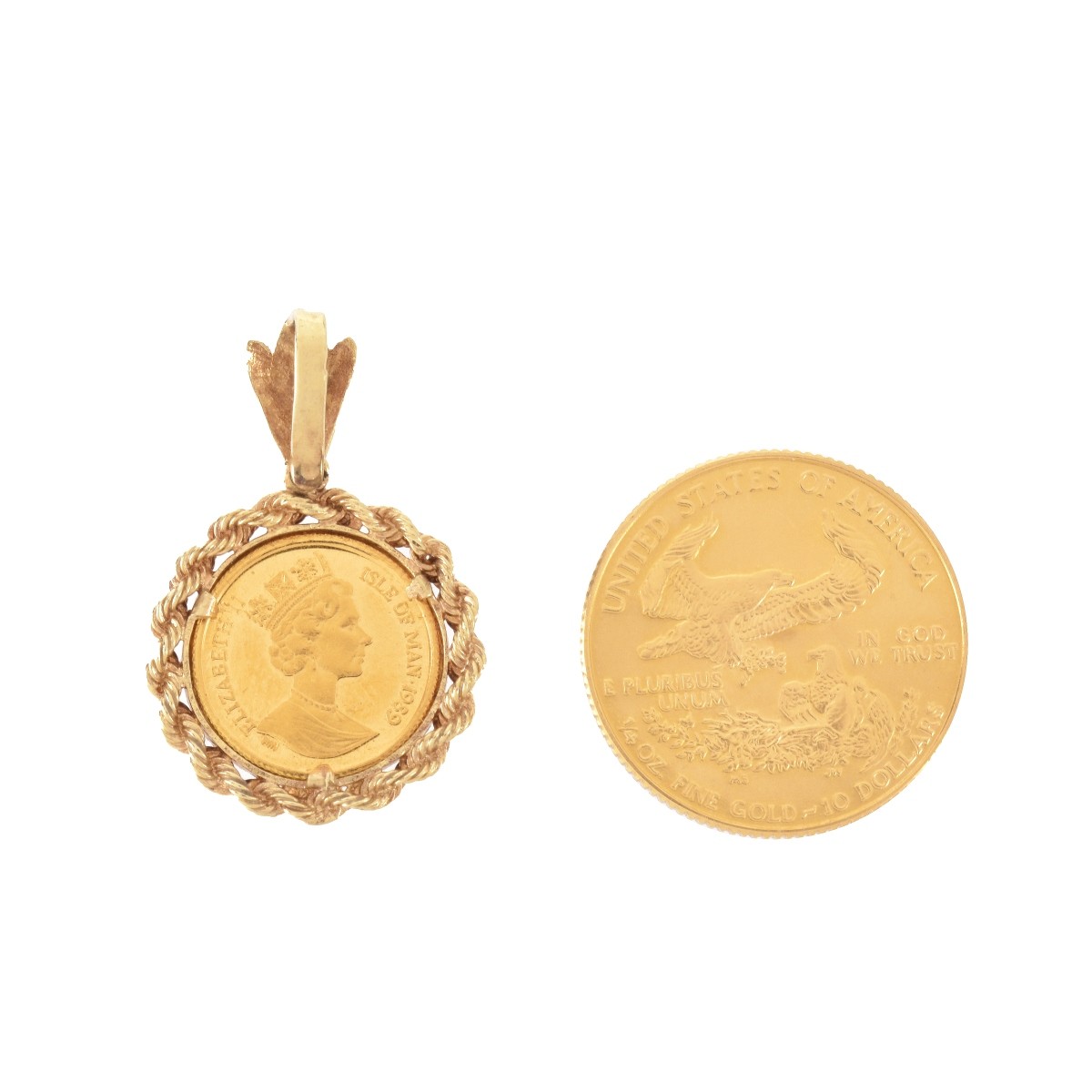 US $10 Gold Coin & UK 1/25 Oz Gold Coin