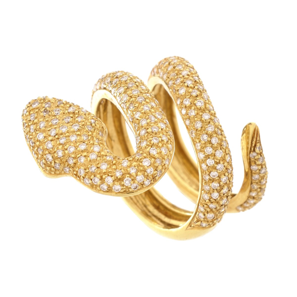 Vintage Diamond and 18K Snake Ring