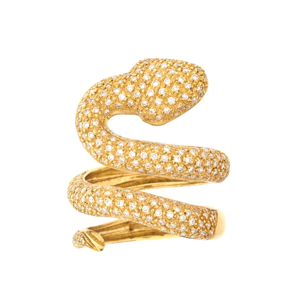 Vintage Diamond and 18K Snake Ring