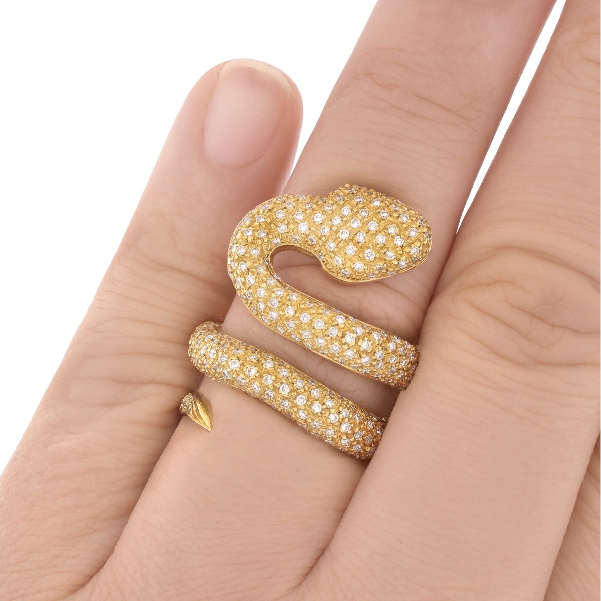 Vintage Diamond and 18K Snake Ring