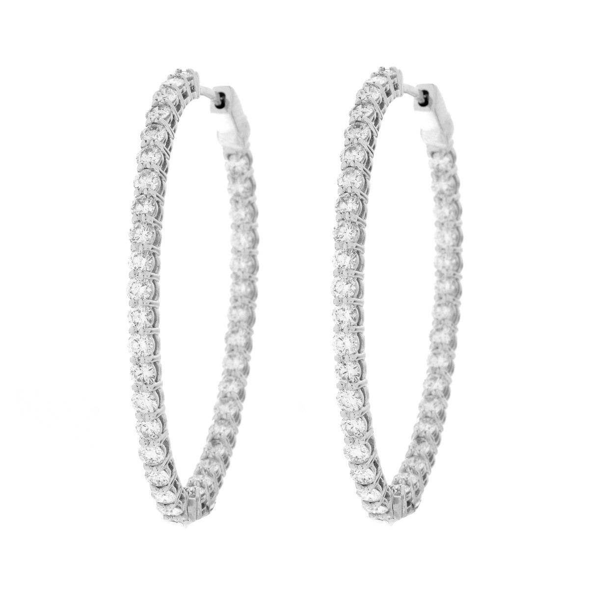 Diamond and 14K Hoop Earrings