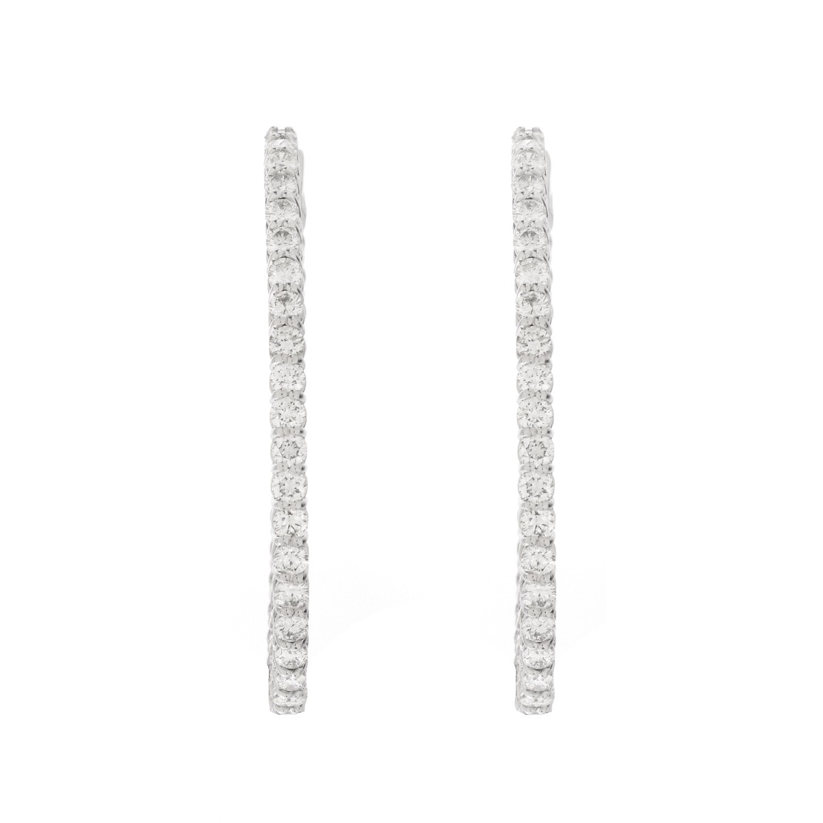 Diamond and 14K Hoop Earrings