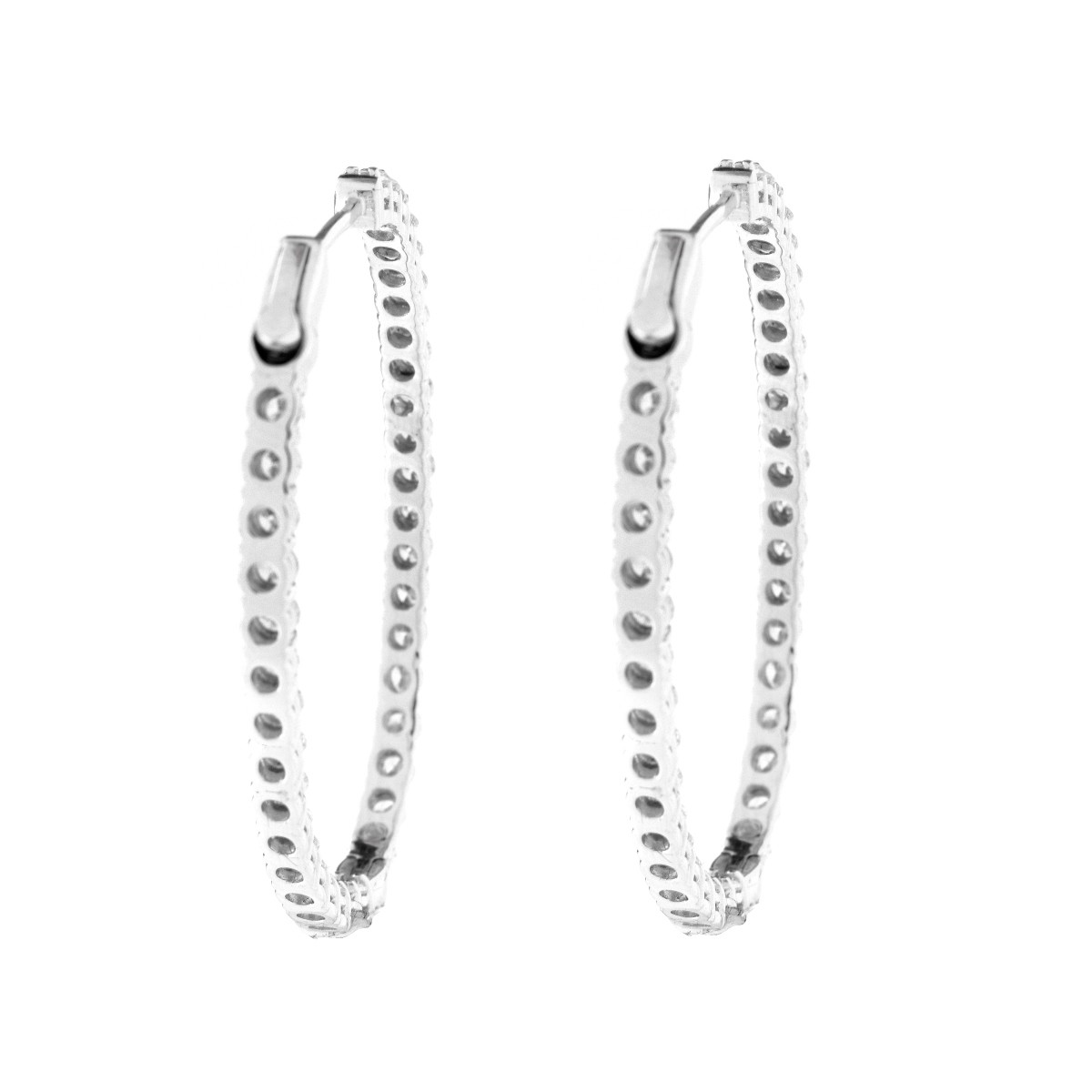 Diamond and 14K Hoop Earrings