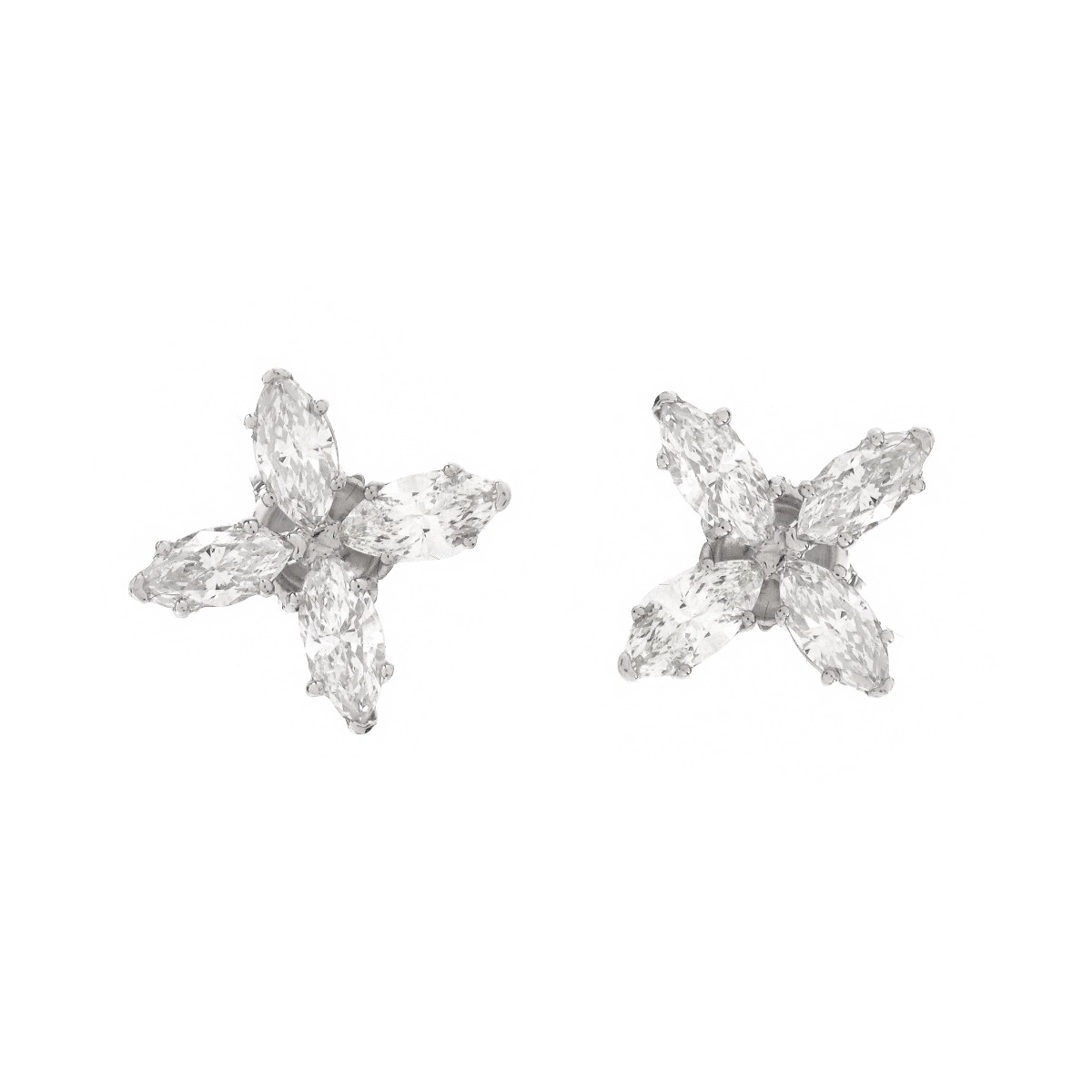 Diamond and 14K Flower Earrings