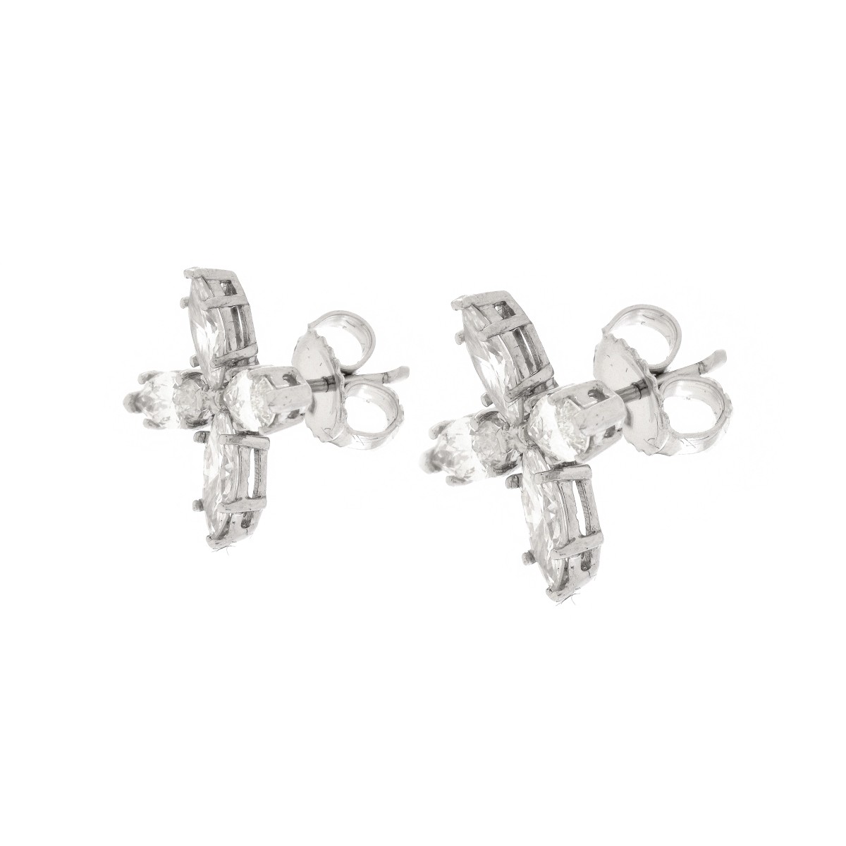 Diamond and 14K Flower Earrings