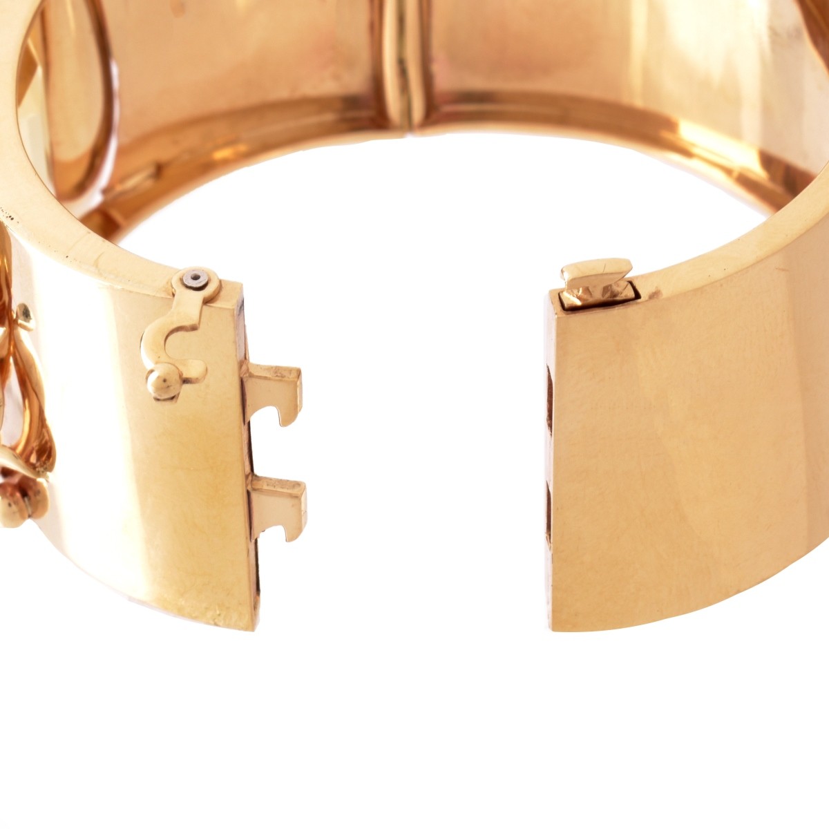 Retro Citrine and 14K Cuff Bangle