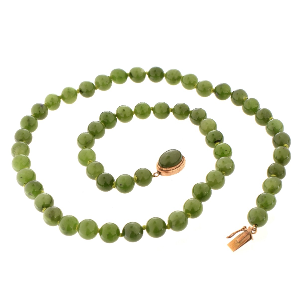 Antique Jade Bead and 14K Necklace