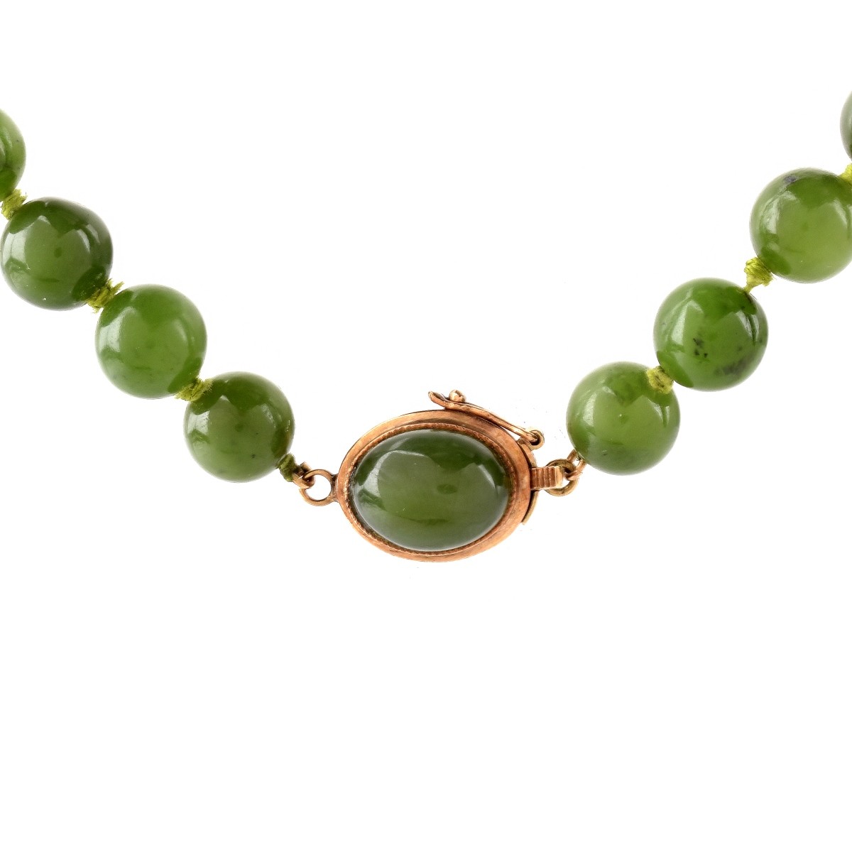 Antique Jade Bead and 14K Necklace