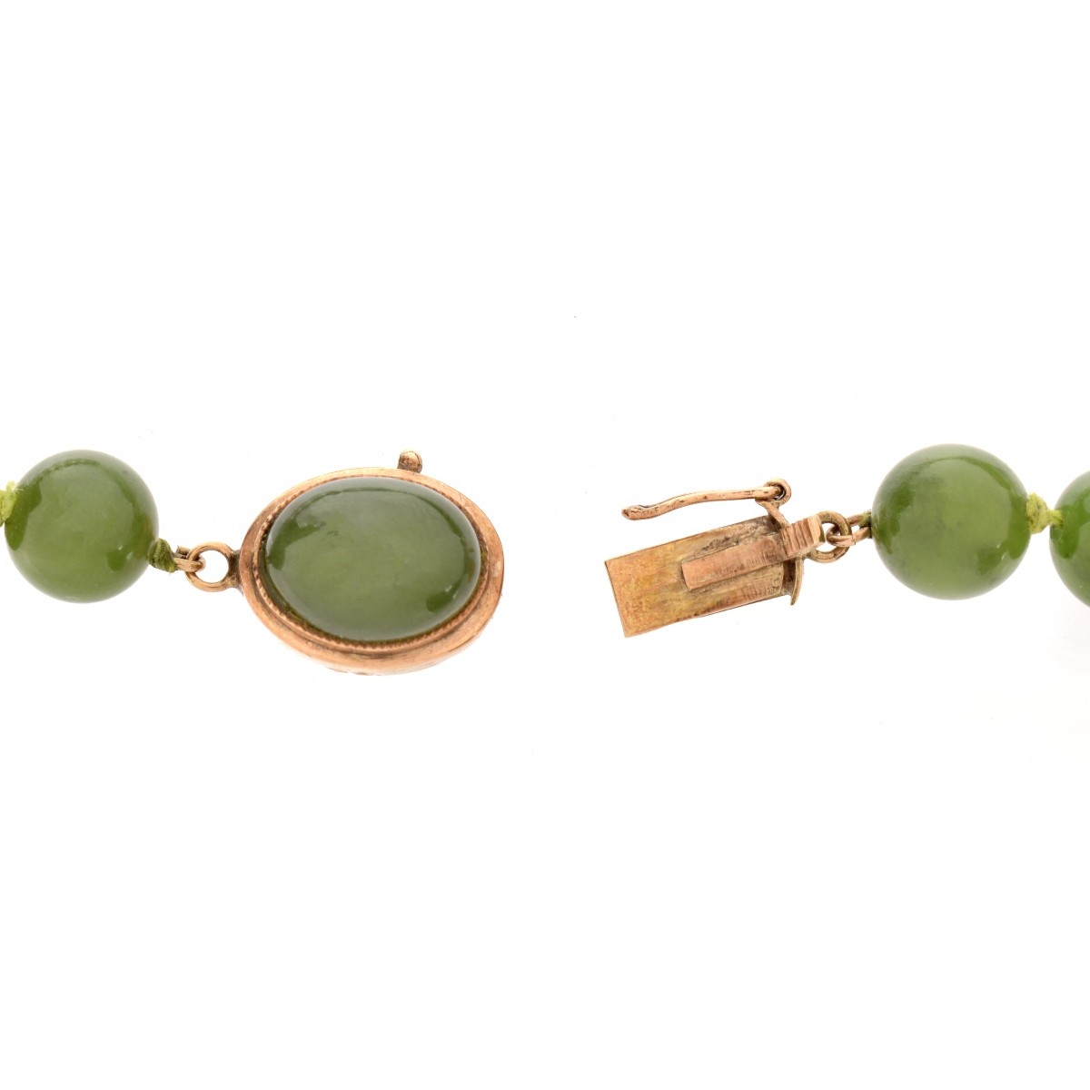 Antique Jade Bead and 14K Necklace