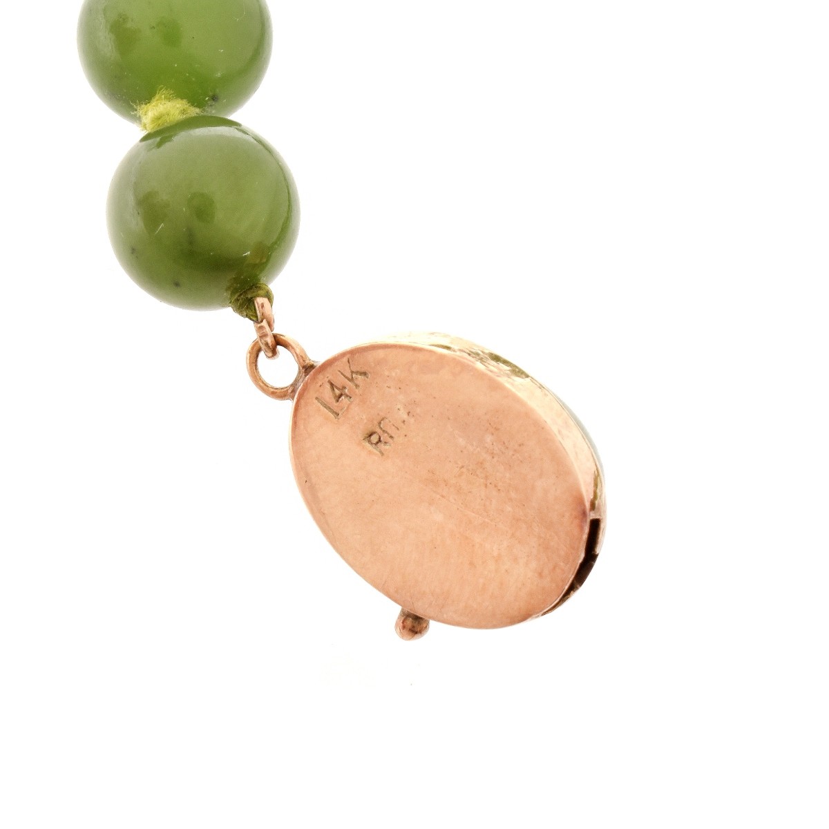 Antique Jade Bead and 14K Necklace