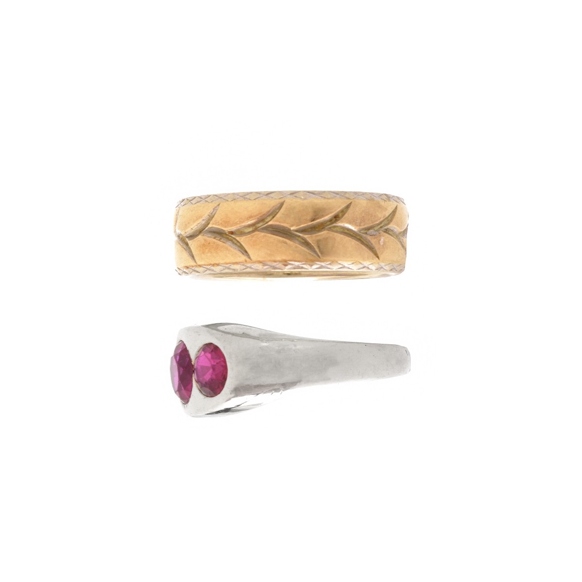 Two Men's 14K Ring Rings