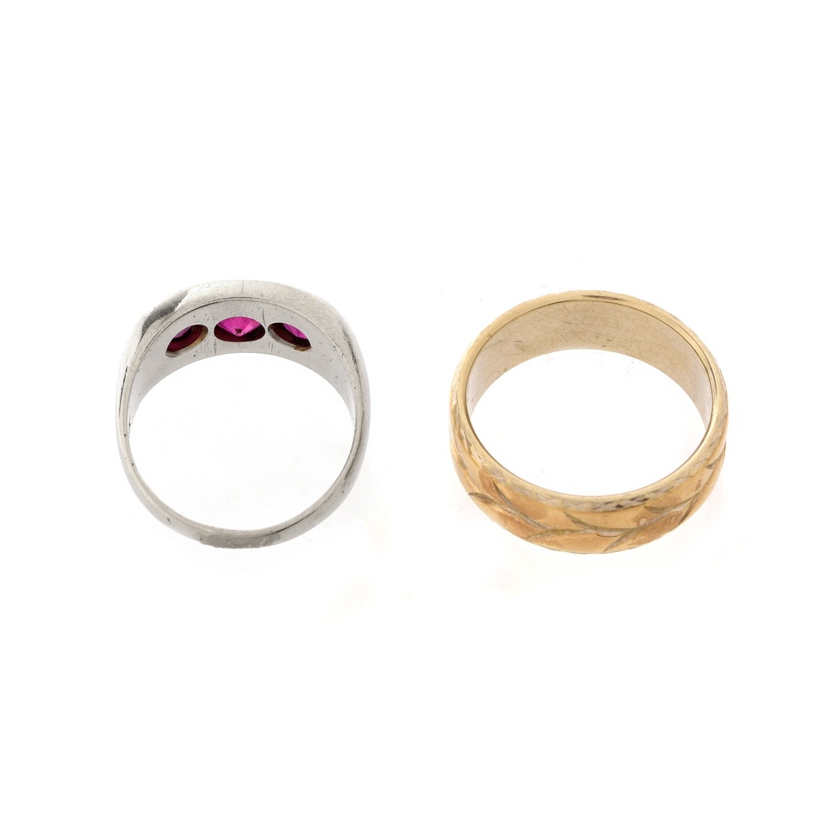 Two Men's 14K Ring Rings