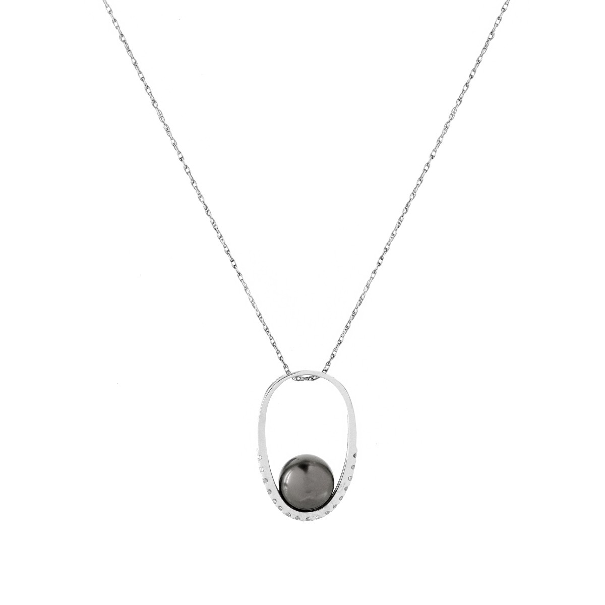 Diamond, Pearl and 18K Pendant