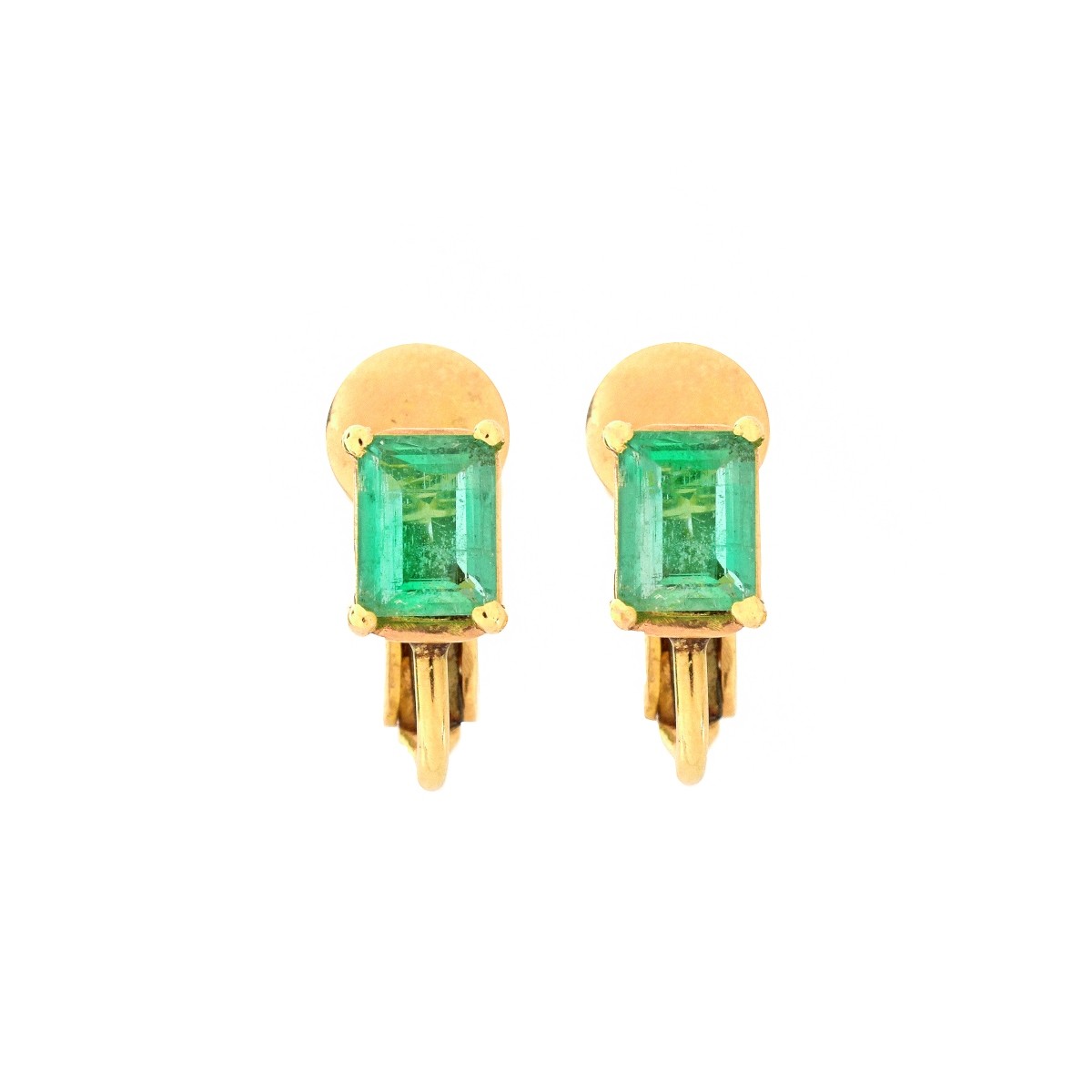 Emerald and 14K Pendant and Earrings