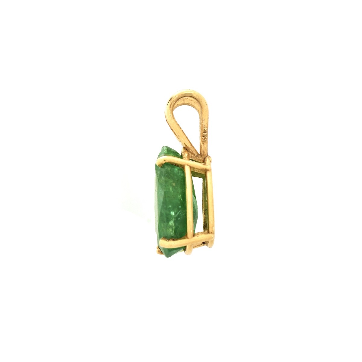 Emerald and 14K Pendant and Earrings