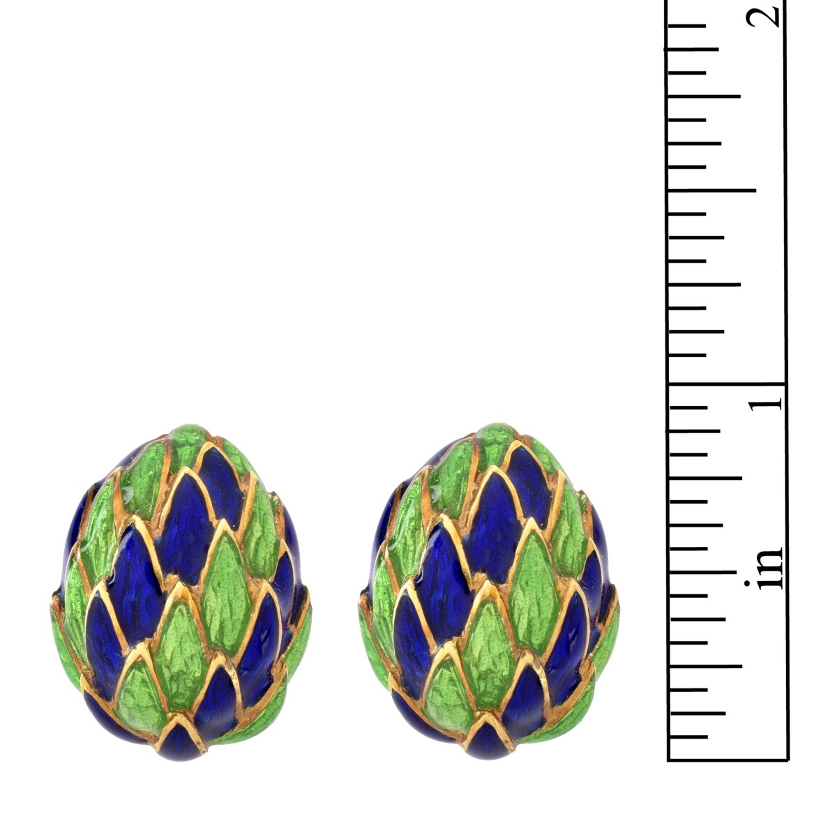 Vintage 18K and Enamel Earrings