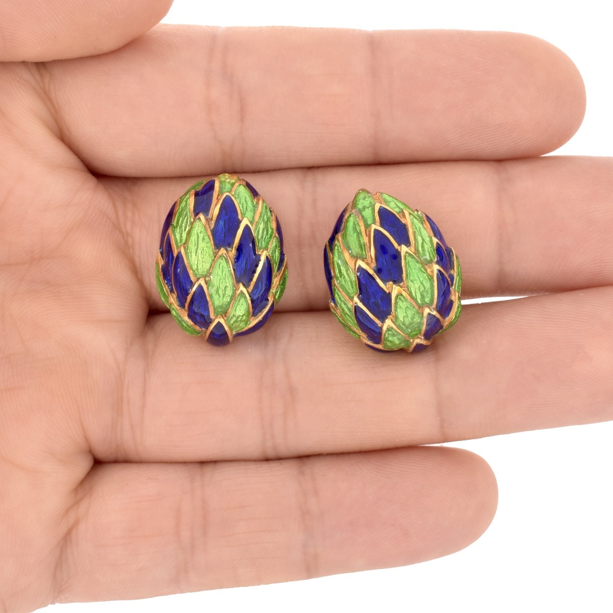 Vintage 18K and Enamel Earrings