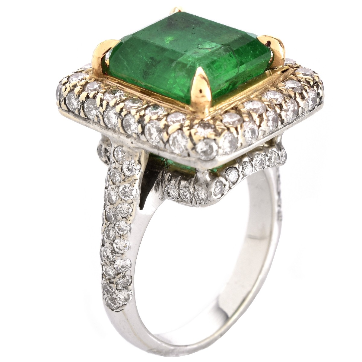 GIA 5.32ct Emerald, Diamond and 14K Ring