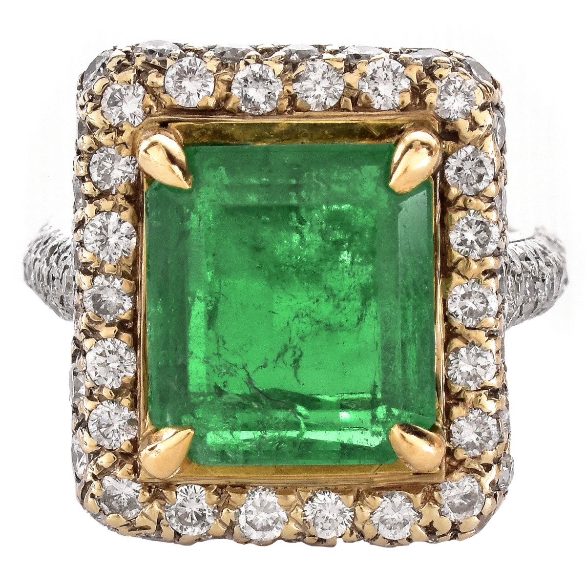 GIA 5.32ct Emerald, Diamond and 14K Ring
