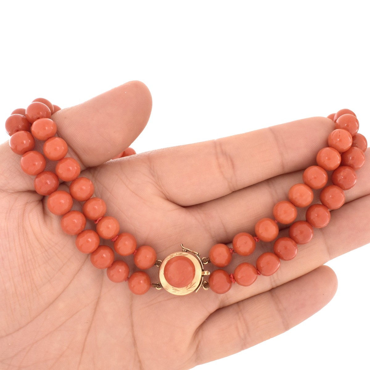 Red Coral and 14K Necklace