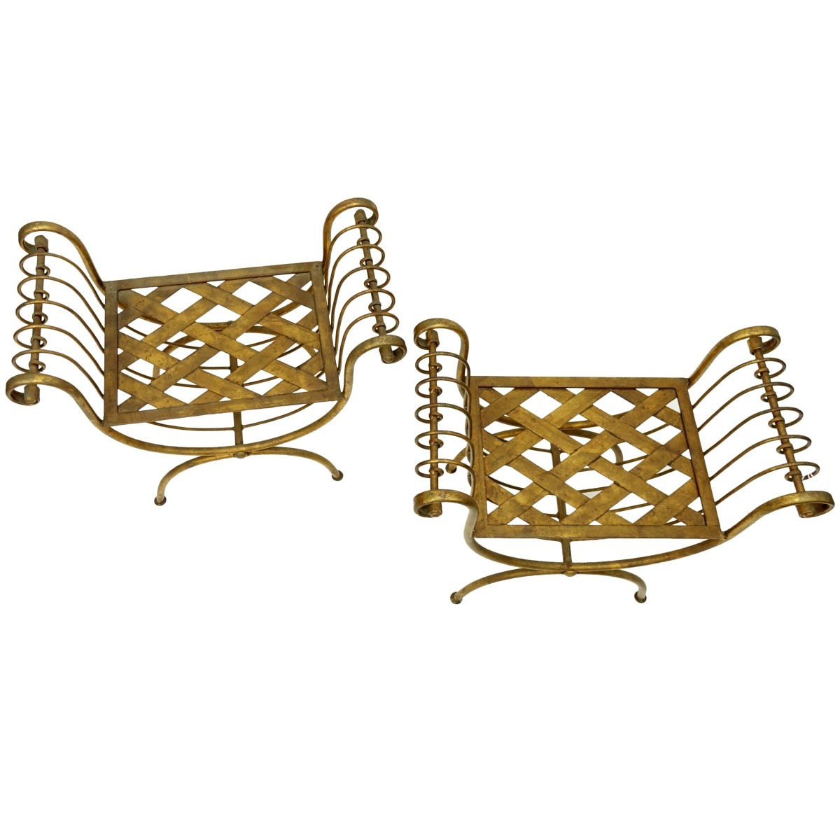 Neoclassical Style Gilt Metal Benches