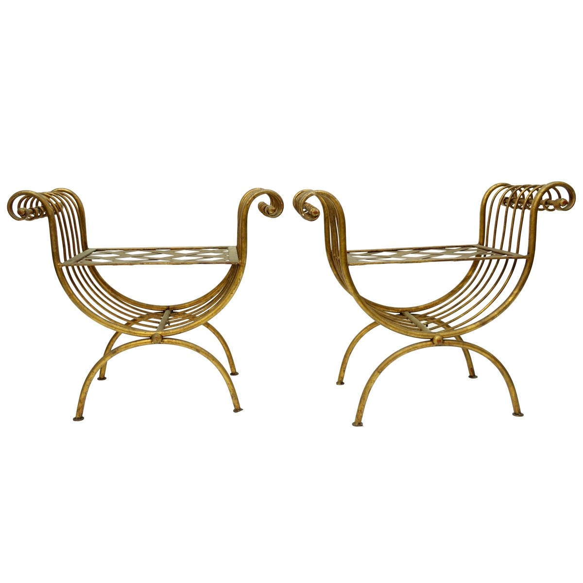 Neoclassical Style Gilt Metal Benches