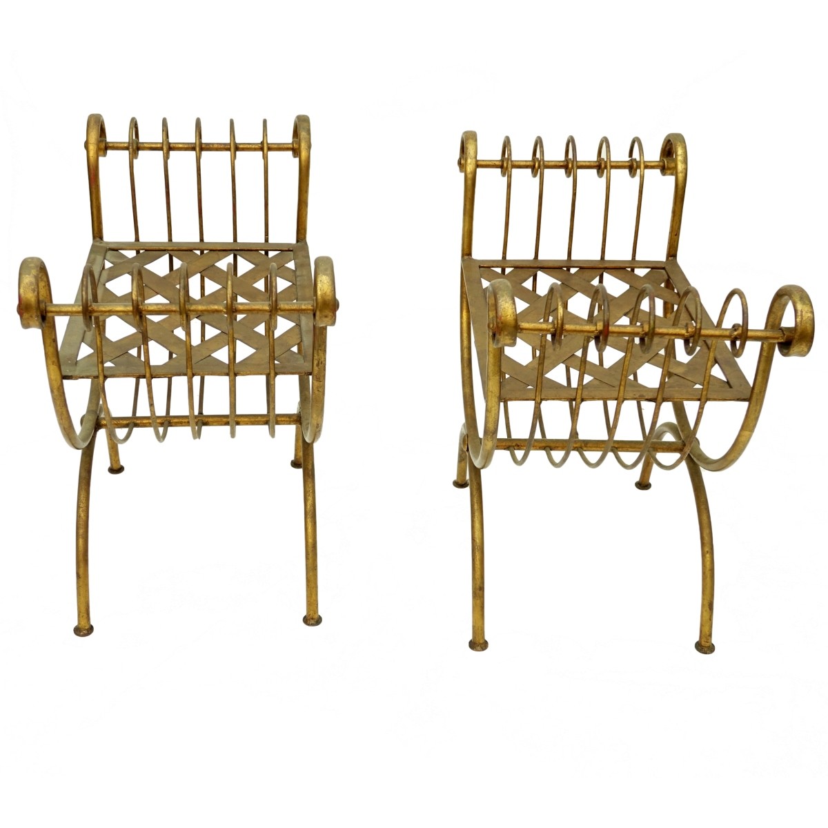Neoclassical Style Gilt Metal Benches