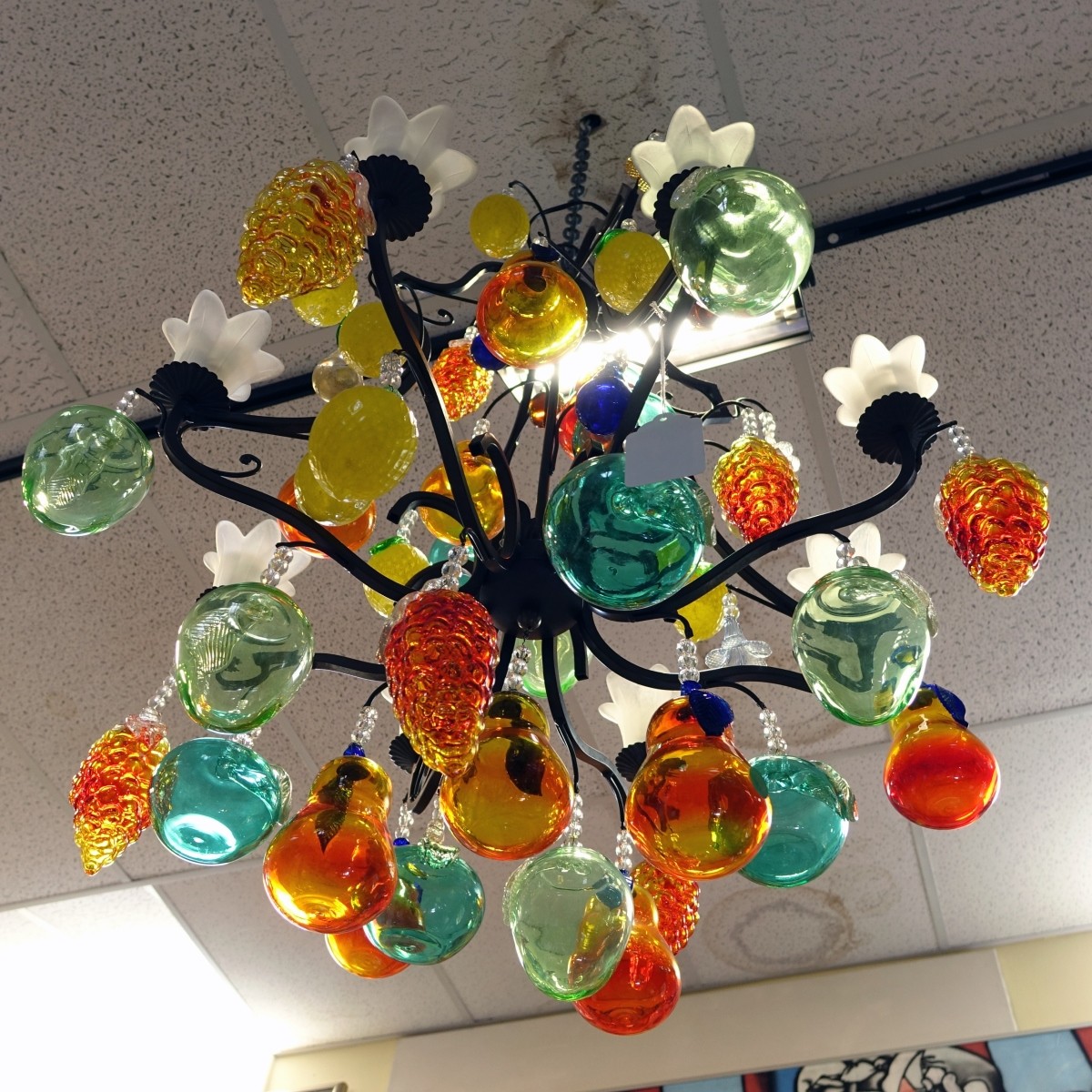 Murano Art Glass Fruit and Crystal Chandelier