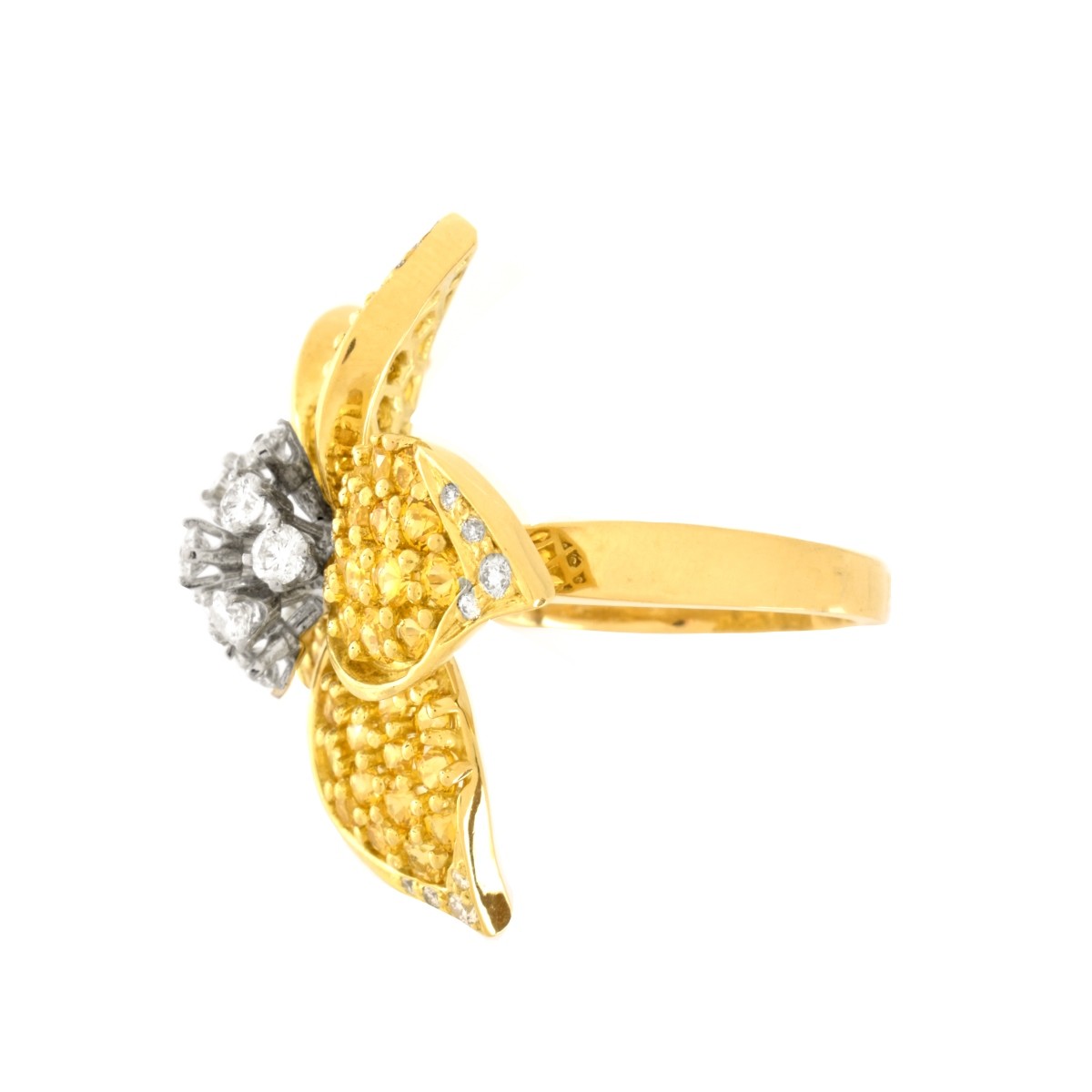 Yellow Sapphire, Diamond and 18K Ring