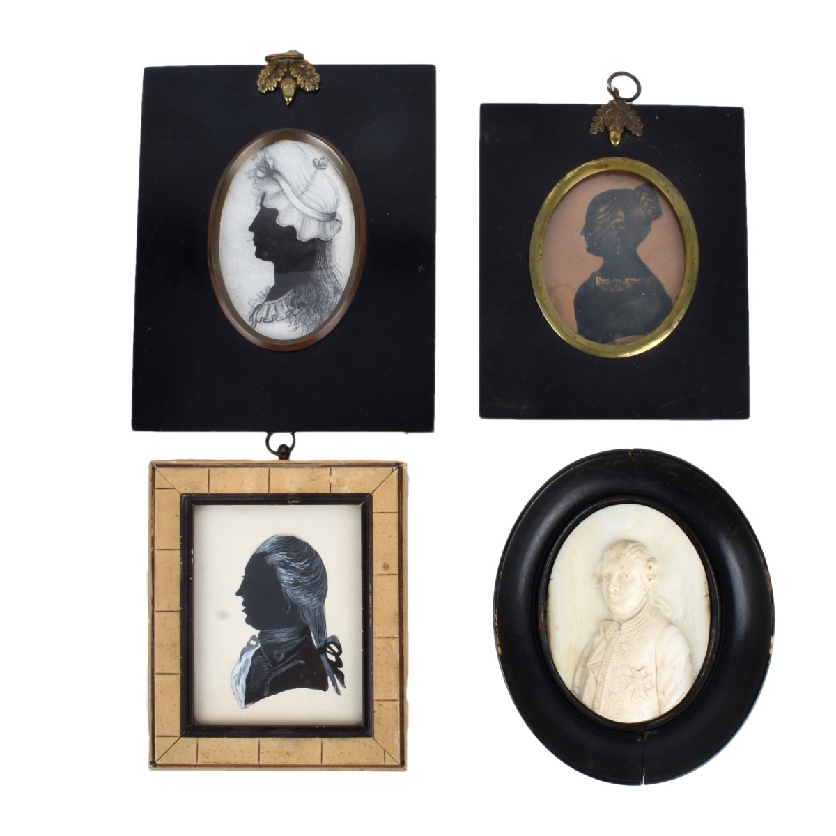 Four 19C Miniature Silhouette Portraits