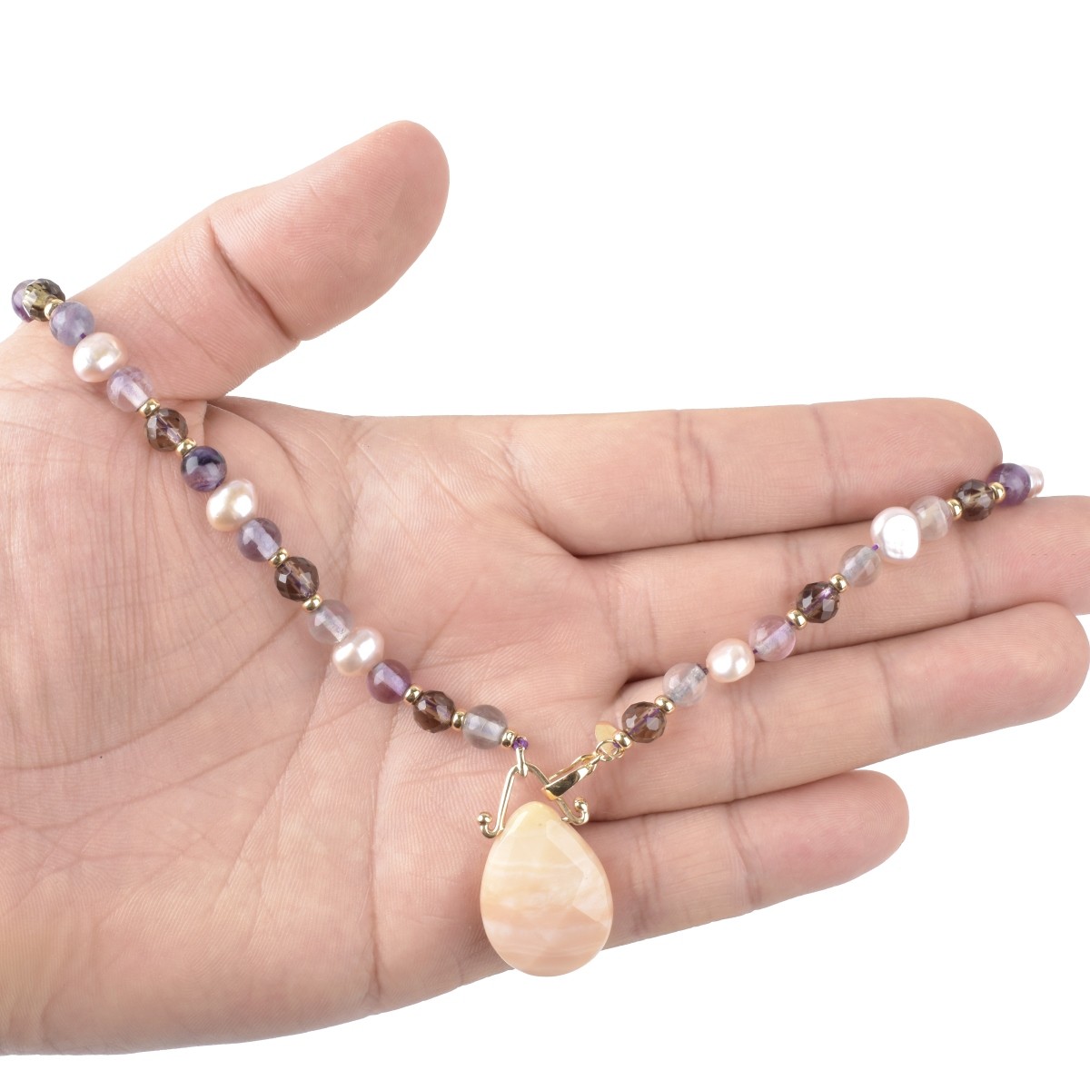 Gemstone, Pearl and 14K Necklace