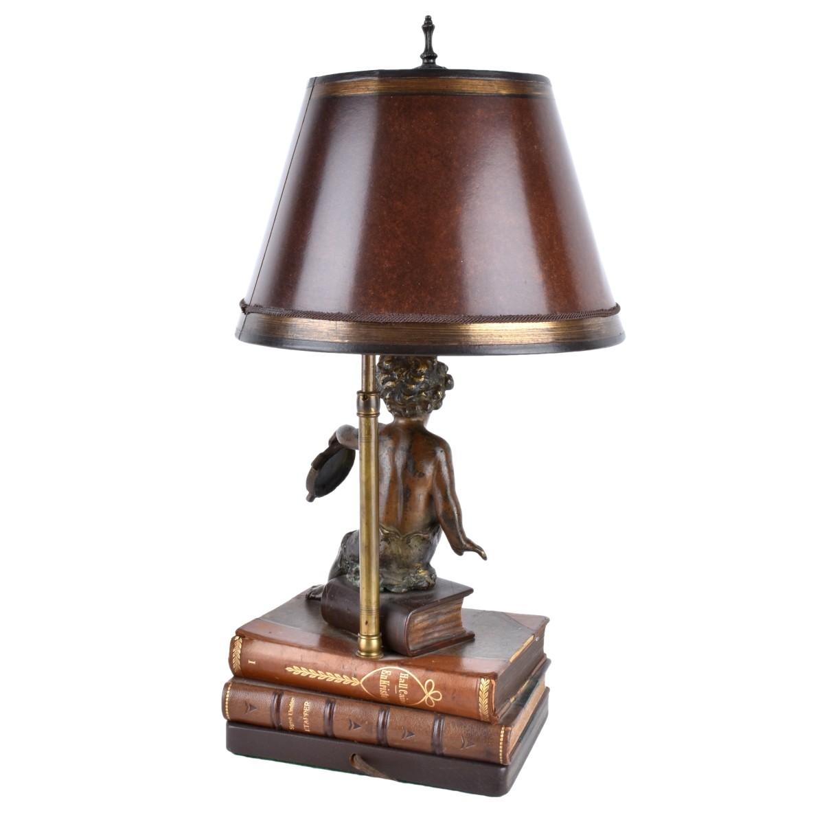 Boy Sitting on Books Lamp