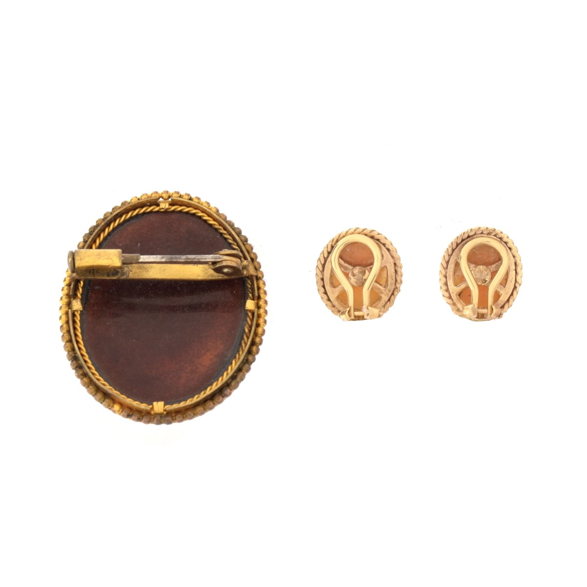 Antique Portrait Brooch and Cameo Earrings