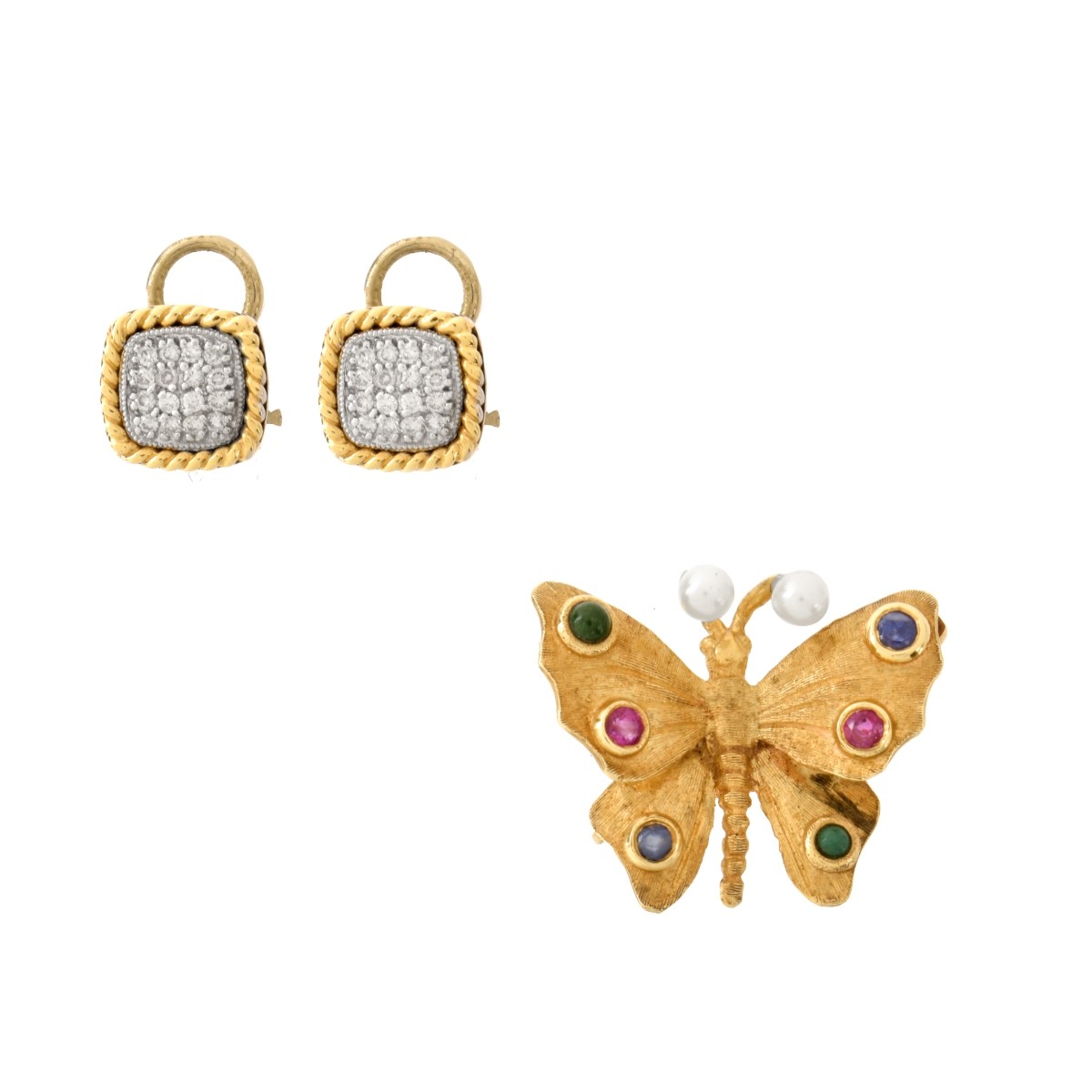 14K Brooch and Earrings