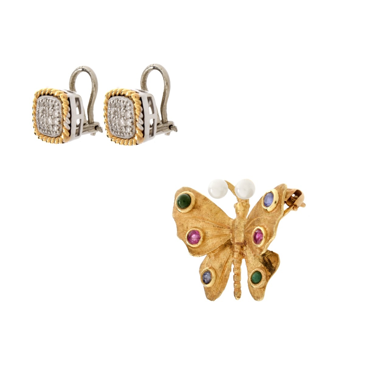 14K Brooch and Earrings