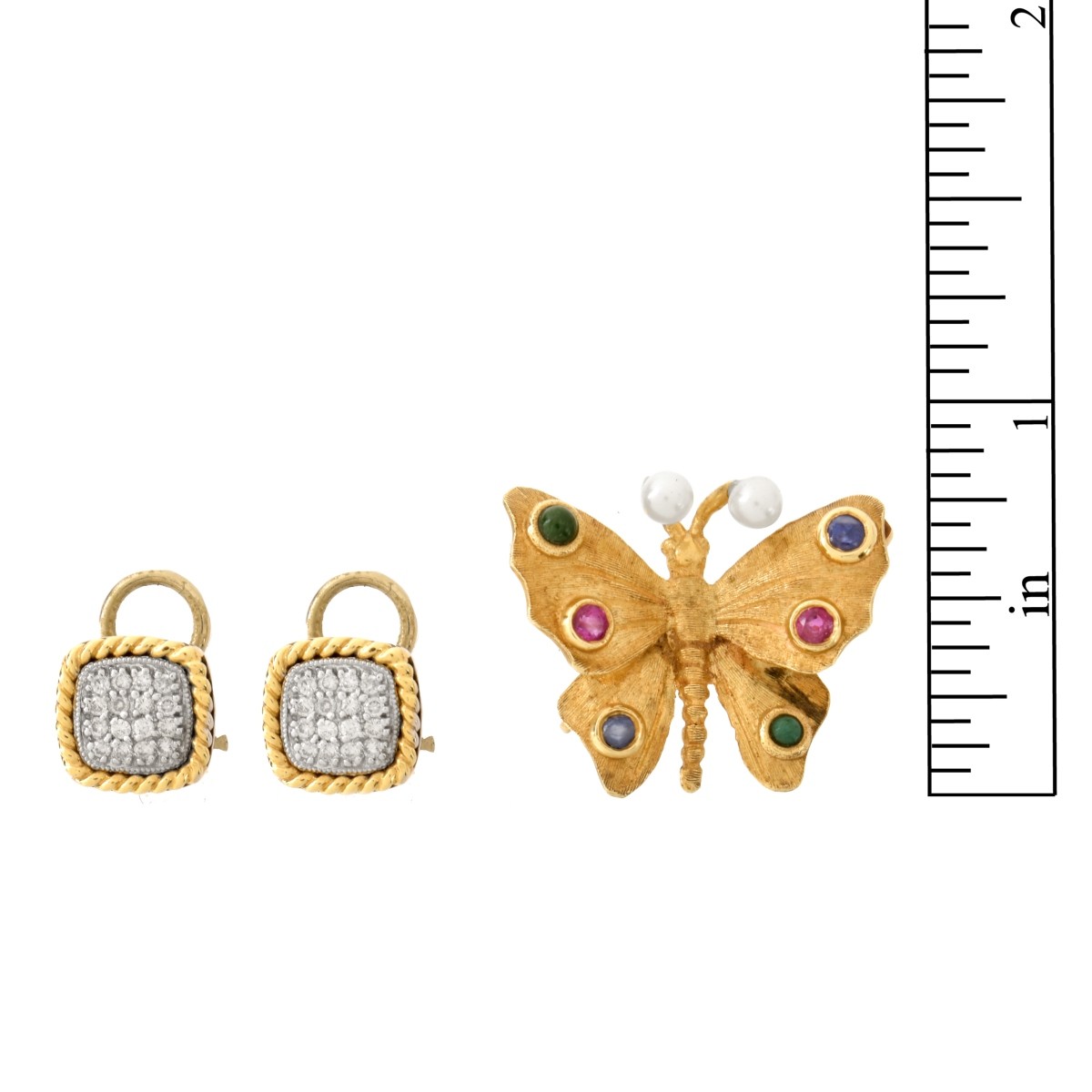 14K Brooch and Earrings