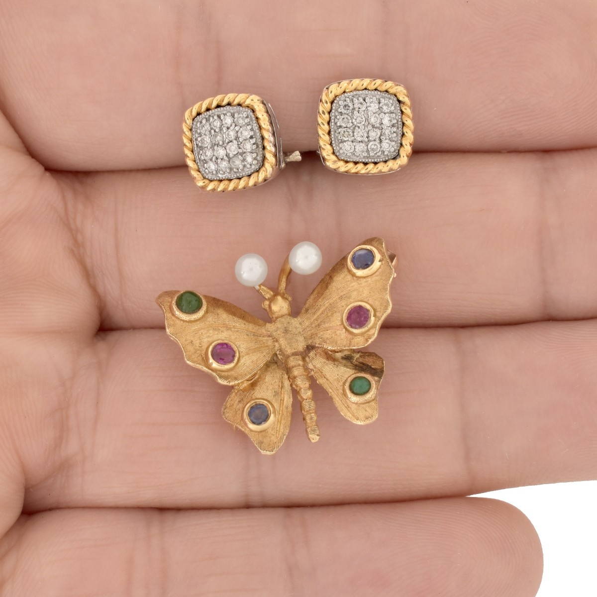 14K Brooch and Earrings